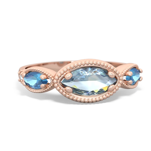 Aquamarine Genuine Aquamarine with Genuine Swiss Blue Topaz and  Antique Style Keepsake ring Ring