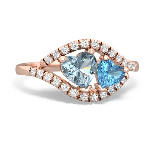 aquamarine-blue topaz mother child ring