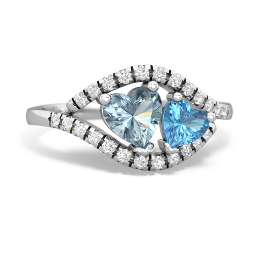 aquamarine-blue topaz mother child ring