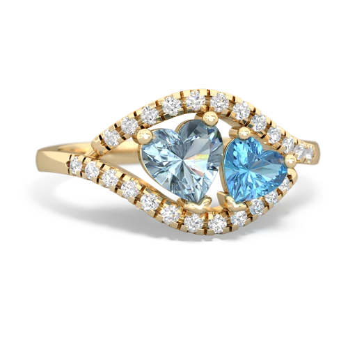 aquamarine-blue topaz mother child ring