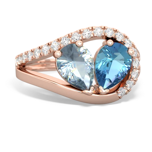 aquamarine-blue topaz pave heart ring