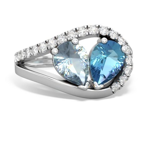 aquamarine-blue topaz pave heart ring