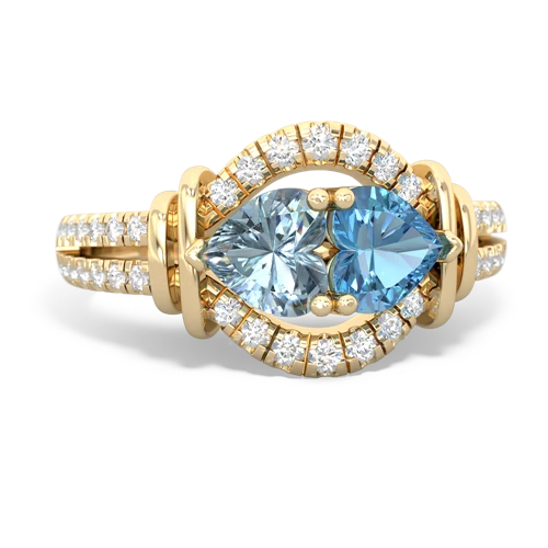 aquamarine-blue topaz pave keepsake ring