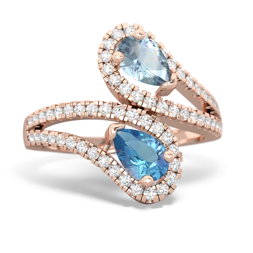 Aquamarine Genuine Aquamarine with Genuine Swiss Blue Topaz Diamond Dazzler ring Ring