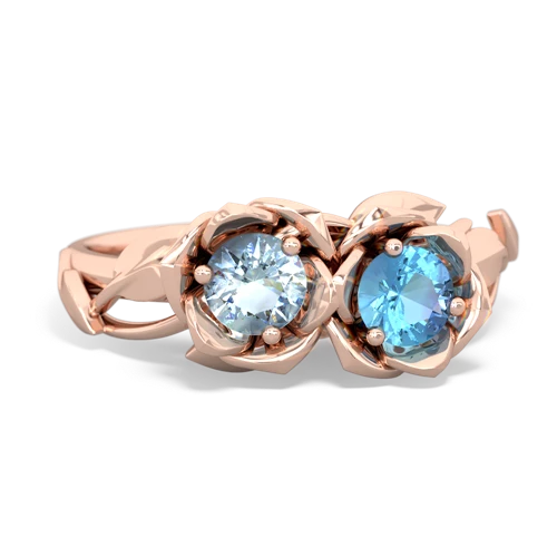Aquamarine Genuine Aquamarine with Genuine Swiss Blue Topaz Rose Garden ring Ring