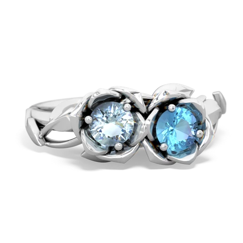 aquamarine-blue topaz roses ring