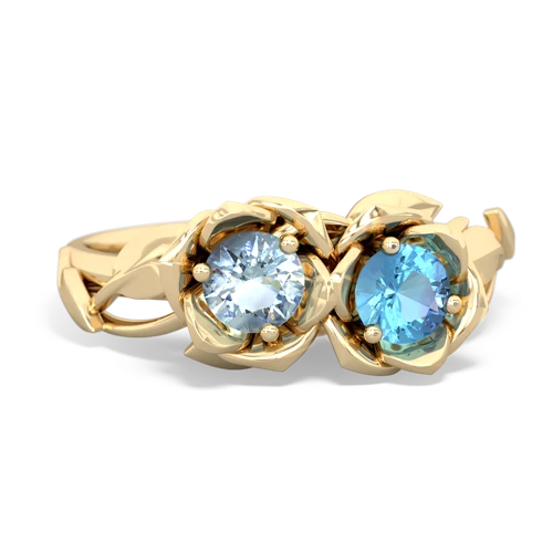 aquamarine-blue topaz roses ring