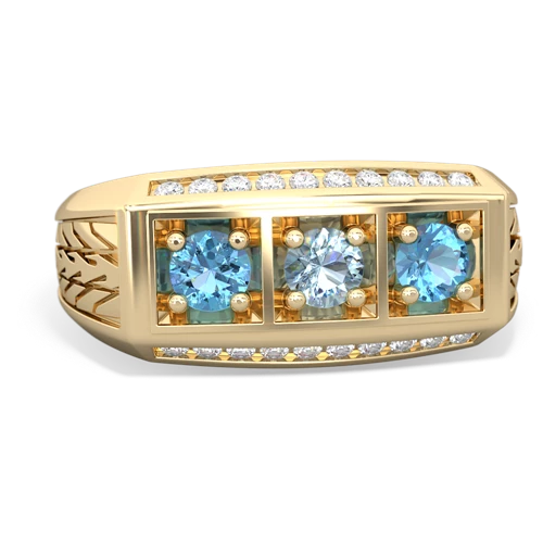 aquamarine-blue topaz three stone ring
