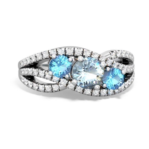aquamarine-blue topaz three stone pave ring
