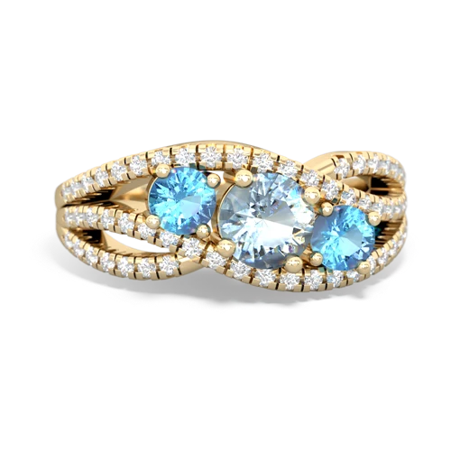 aquamarine-blue topaz three stone pave ring