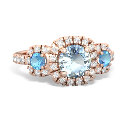 aquamarine-blue topaz three stone regal ring