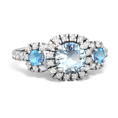 aquamarine-blue topaz three stone regal ring