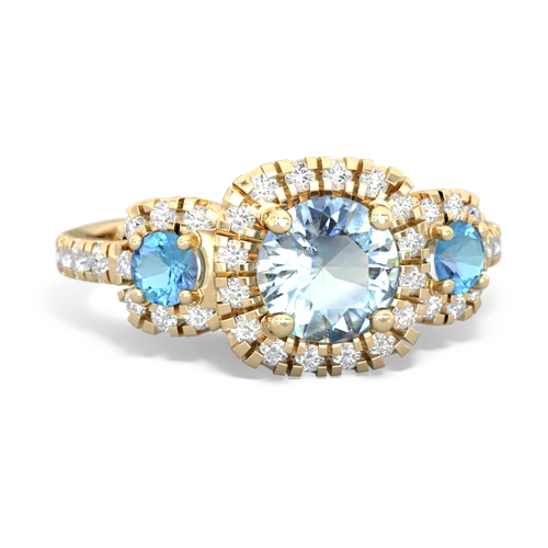 aquamarine-blue topaz three stone regal ring