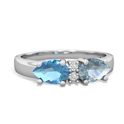 Aquamarine Genuine Aquamarine with Genuine Swiss Blue Topaz Pear Bowtie ring Ring