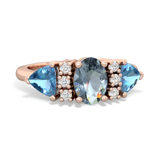 Aquamarine Genuine Aquamarine with Genuine Swiss Blue Topaz and Genuine Black Onyx Antique Style Three Stone ring Ring