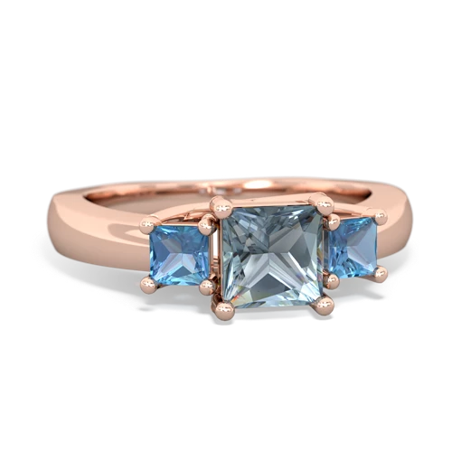 Aquamarine Genuine Aquamarine with Genuine Swiss Blue Topaz and Genuine Sapphire Three Stone Trellis ring Ring