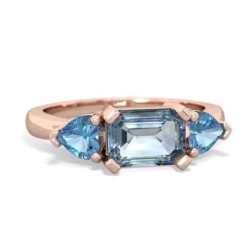Aquamarine Genuine Aquamarine with Genuine Swiss Blue Topaz and  Three Stone ring Ring