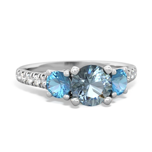 Aquamarine Genuine Aquamarine with Genuine Swiss Blue Topaz and Genuine Sapphire Pave Trellis ring Ring