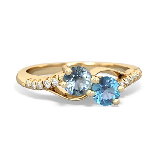 Aquamarine Genuine Aquamarine with Genuine Swiss Blue Topaz Two Stone Infinity ring Ring