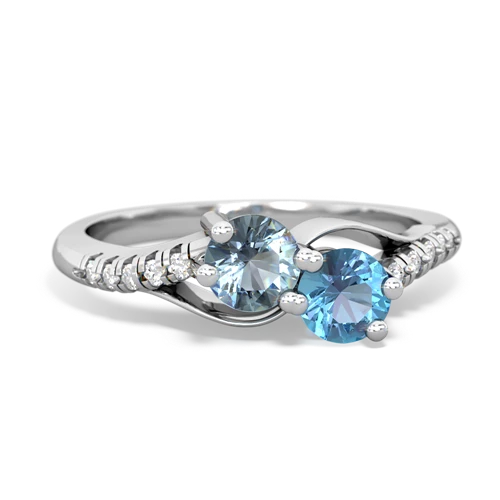 aquamarine-blue topaz two stone infinity ring