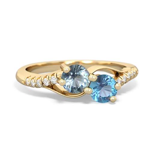 aquamarine-blue topaz two stone infinity ring