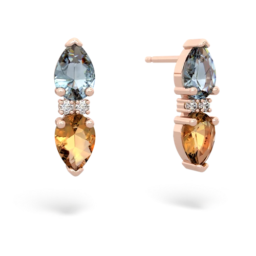 aquamarine-citrine bowtie earrings