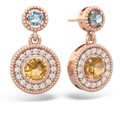 aquamarine-citrine halo earrings