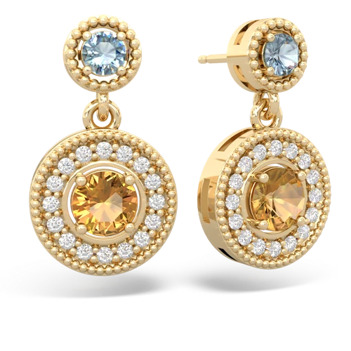 aquamarine-citrine halo earrings