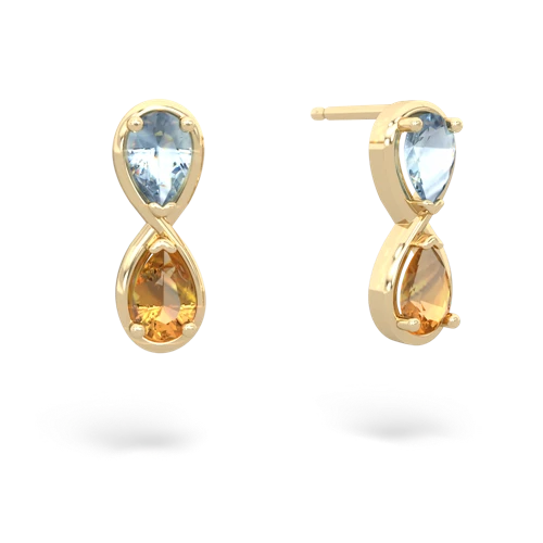 aquamarine-citrine infinity earrings