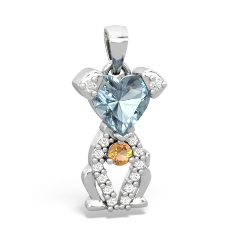 aquamarine-citrine birthstone puppy pendant