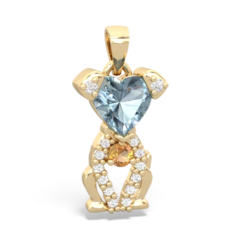 aquamarine-citrine birthstone puppy pendant