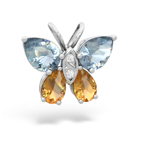 aquamarine-citrine butterfly pendant