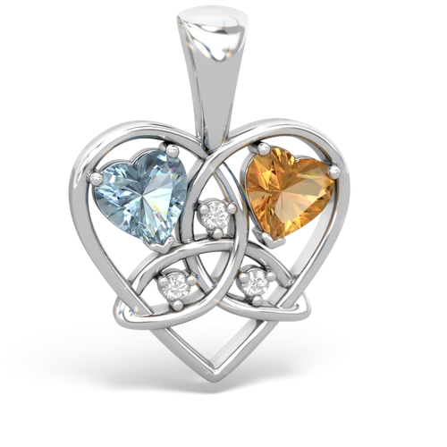 aquamarine-citrine celtic heart pendant