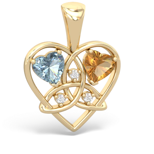 aquamarine-citrine celtic heart pendant