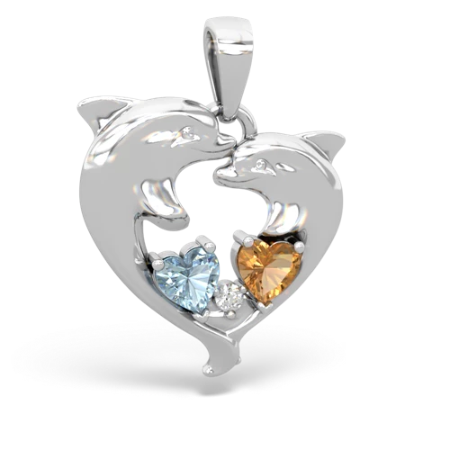 aquamarine-citrine dolphins pendant