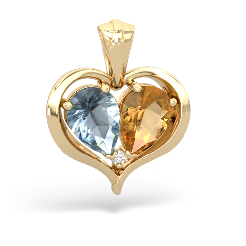 aquamarine-citrine half heart whole pendant