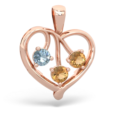 aquamarine-citrine love heart pendant