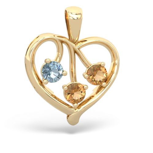 aquamarine-citrine love heart pendant