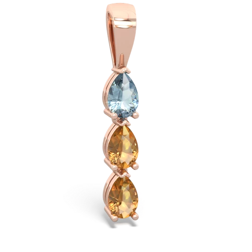 aquamarine-citrine three stone pendant