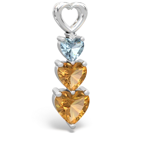 aquamarine-citrine three stone pendant
