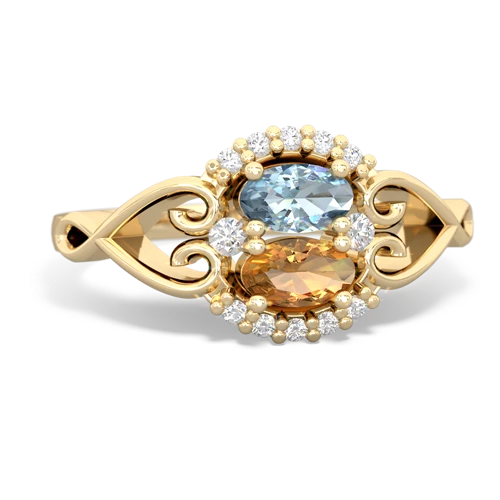 aquamarine-citrine antique keepsake ring