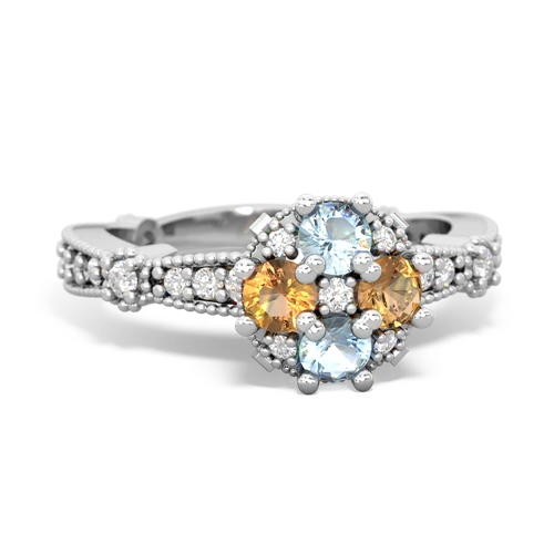 aquamarine-citrine art deco engagement ring