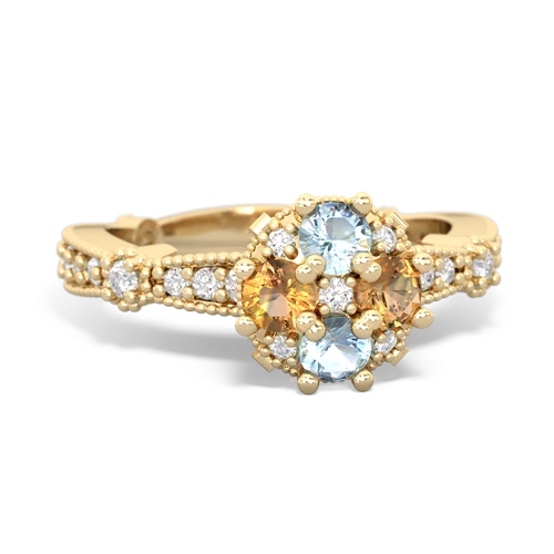 aquamarine-citrine art deco engagement ring