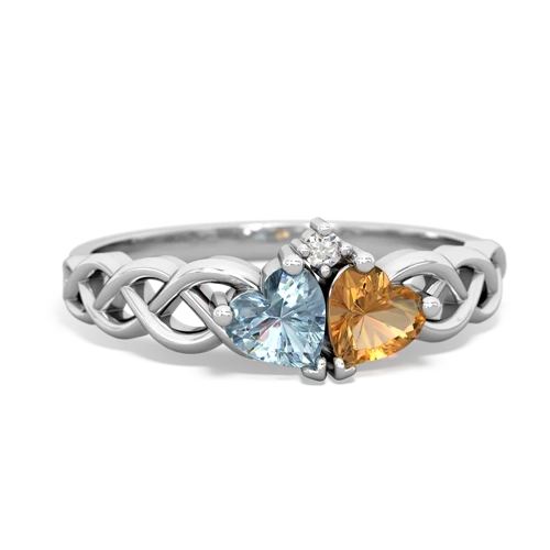 aquamarine-citrine celtic braid ring