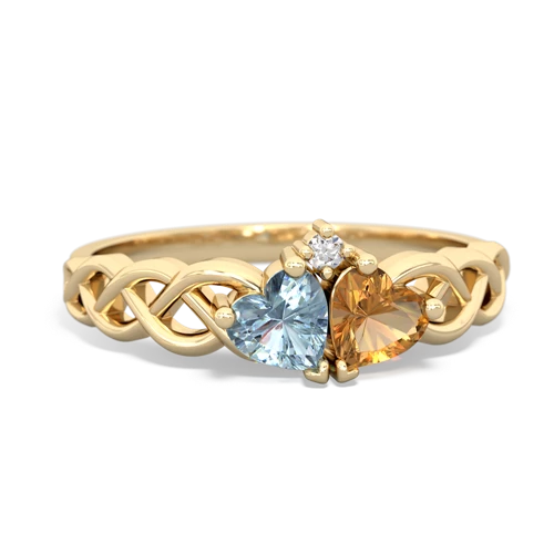 aquamarine-citrine celtic braid ring