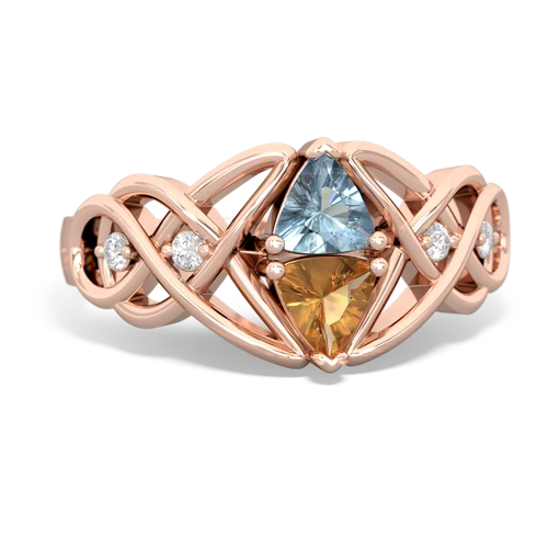 Aquamarine Genuine Aquamarine with Genuine Citrine Keepsake Celtic Knot ring Ring