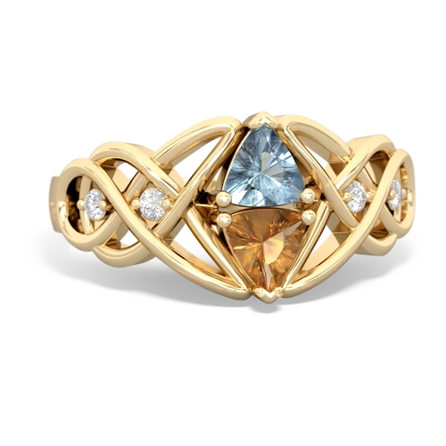 aquamarine-citrine celtic knot ring