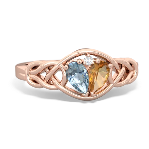 aquamarine-citrine celtic knot ring