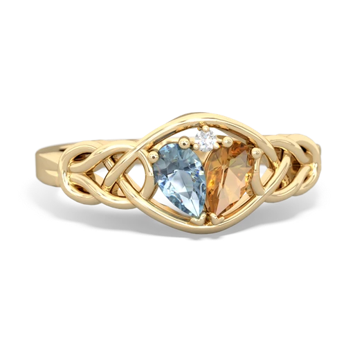 aquamarine-citrine celtic knot ring