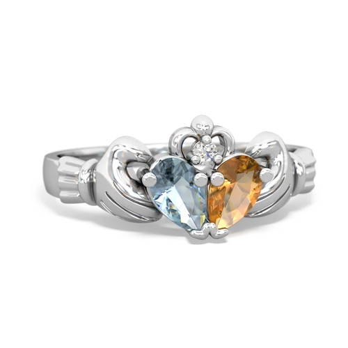 aquamarine-citrine claddagh ring